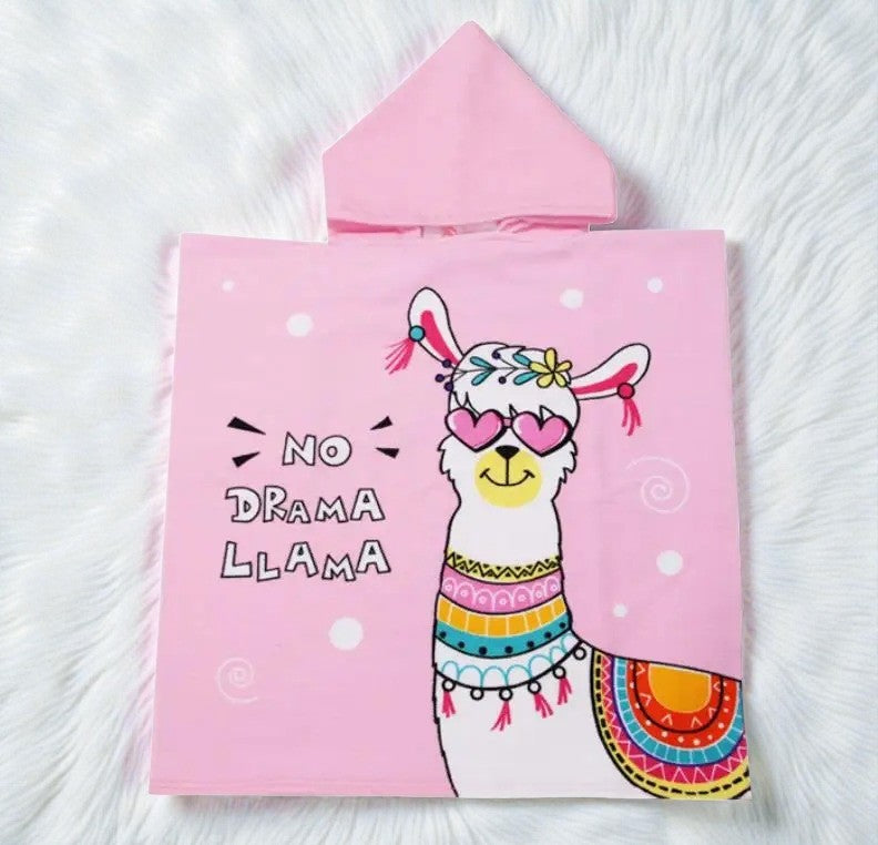 Cape de bain enfant lama rose