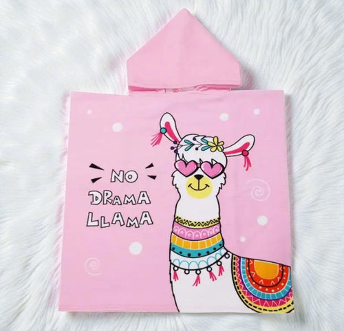 Cape de bain enfant lama rose