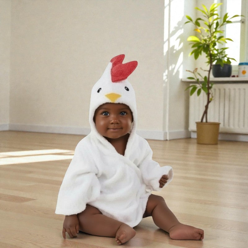 Cape de bain bébé poussin blanc