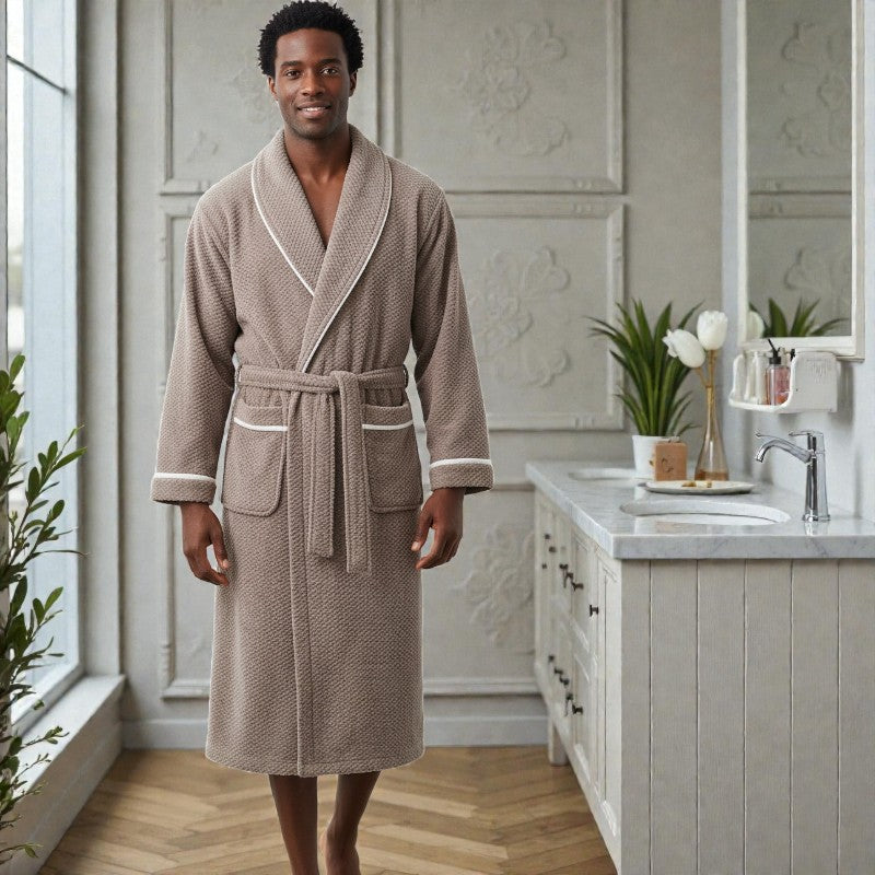 Peignoir homme polaire beige