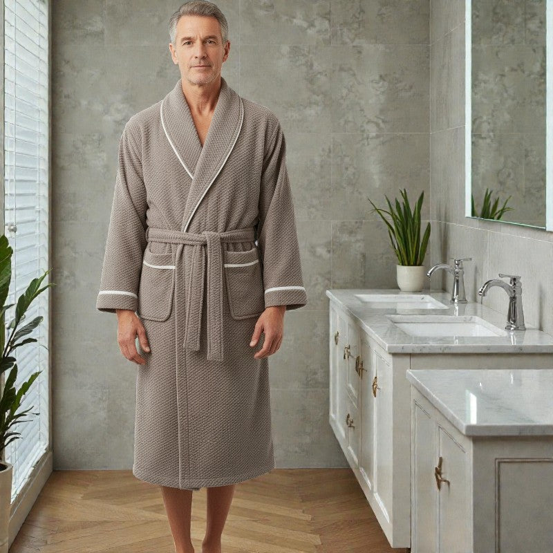 Peignoir homme polaire beige