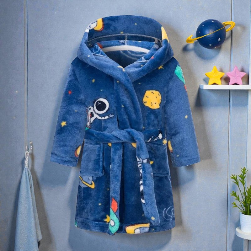 Peignoir enfant polaire à capuche espace