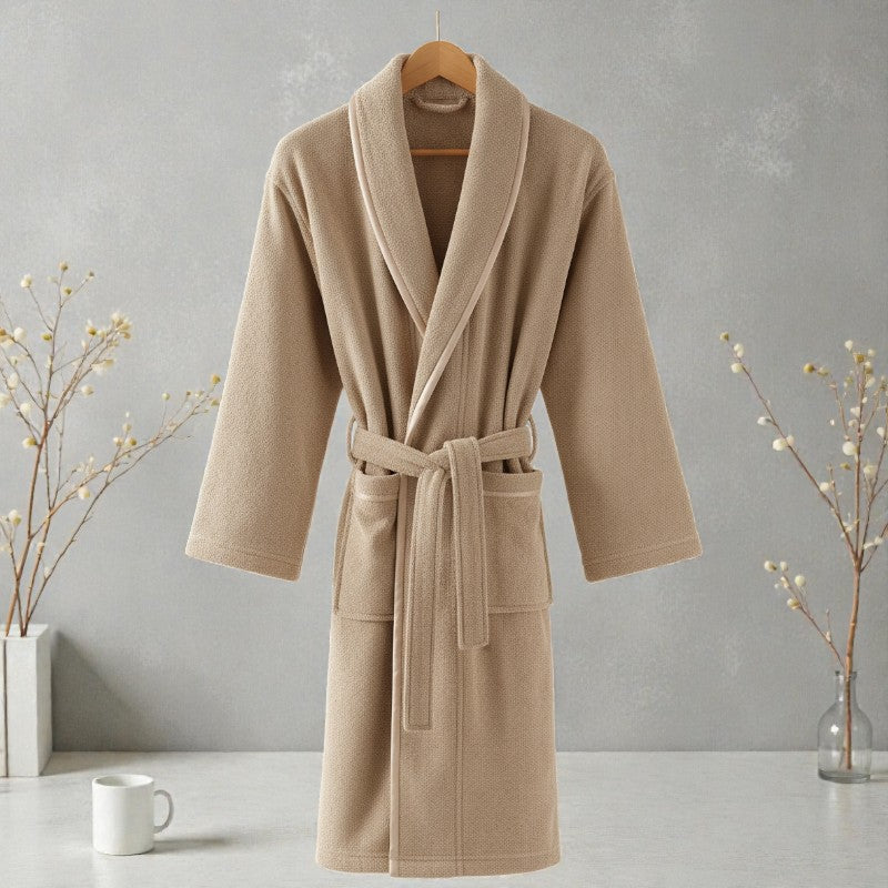 Peignoir femme et homme éponge beige sable
