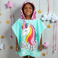 Cape de bain enfant licorne turquoise