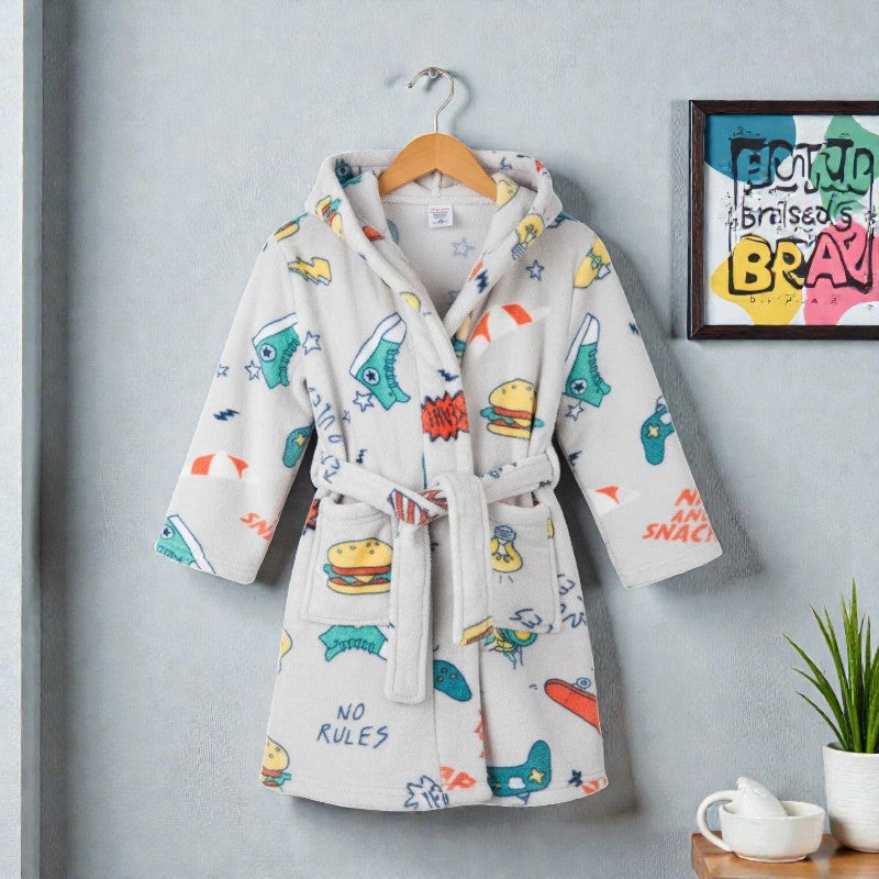Peignoir enfant burgers et skates