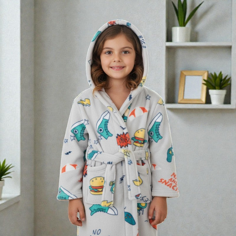 Peignoir enfant burgers et skates