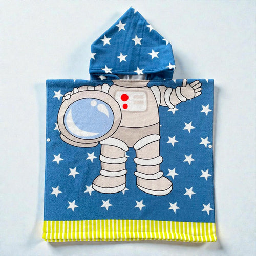 Cape de bain enfant astronaute bleue