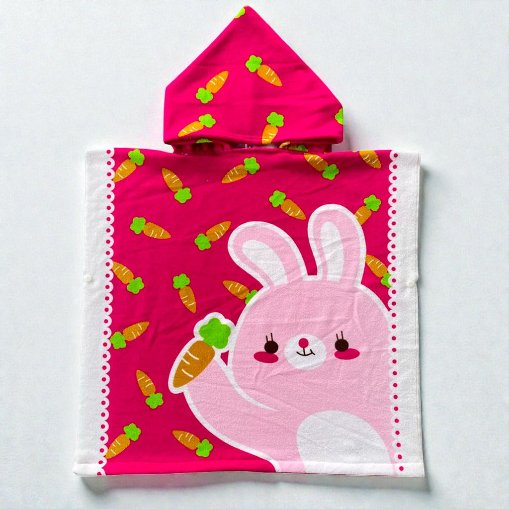 Cape de bain enfant lapin rose