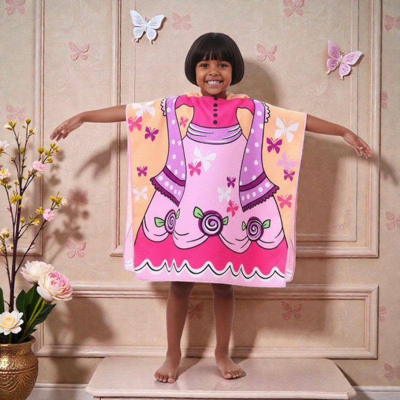 Cape de bain enfant princesse rose