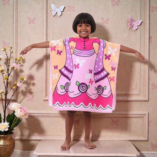 Cape de bain enfant princesse rose