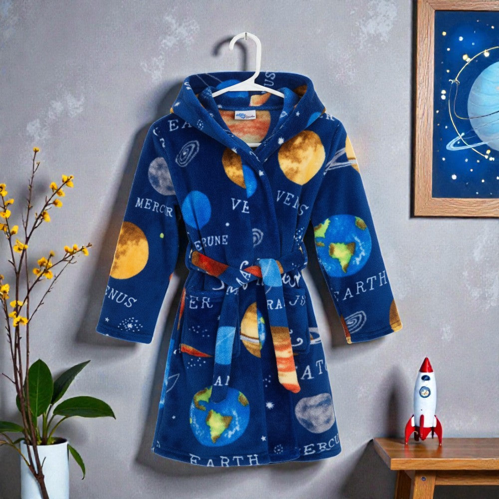 Peignoir enfant polaire à capuche espace