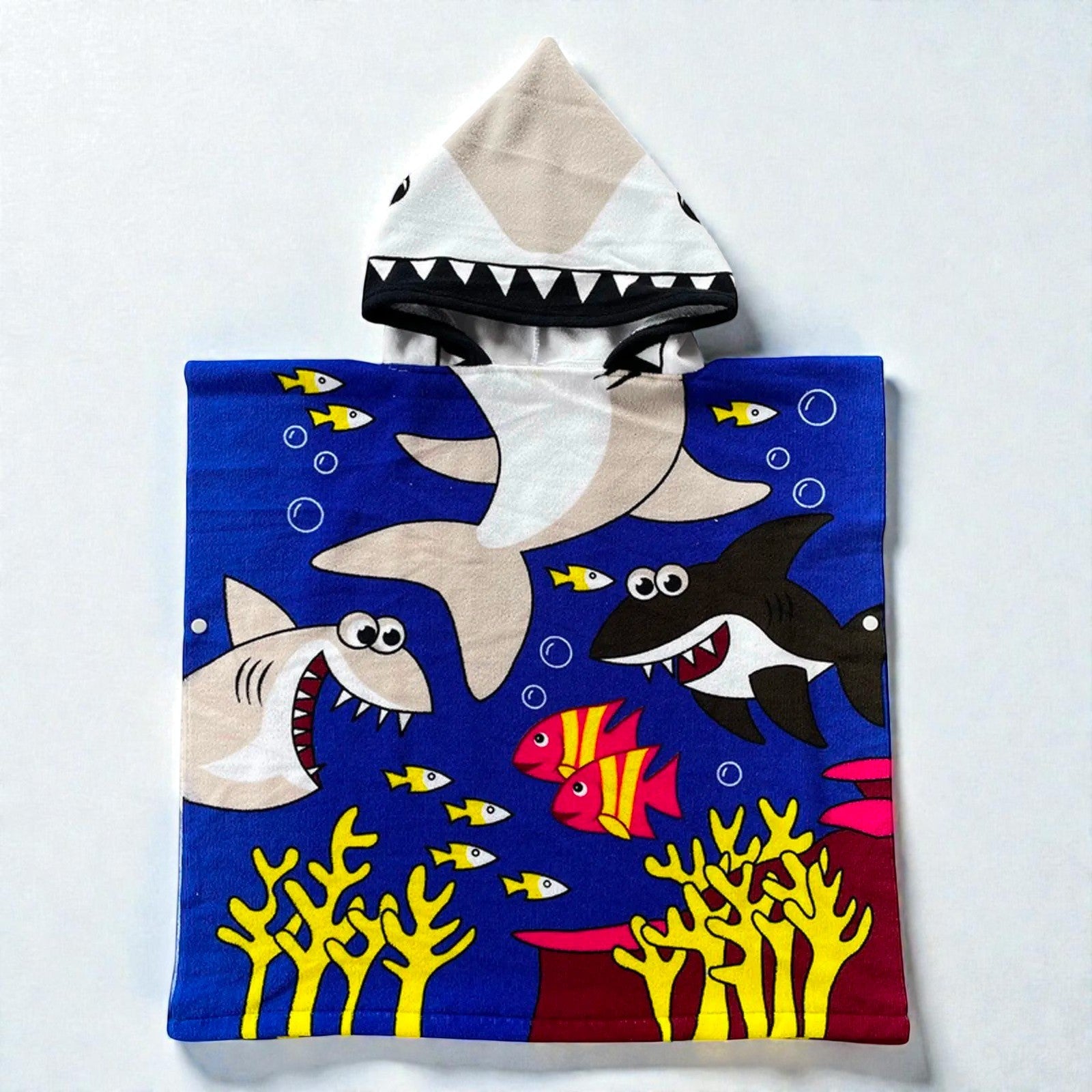 Cape de bain enfant requins multicolores