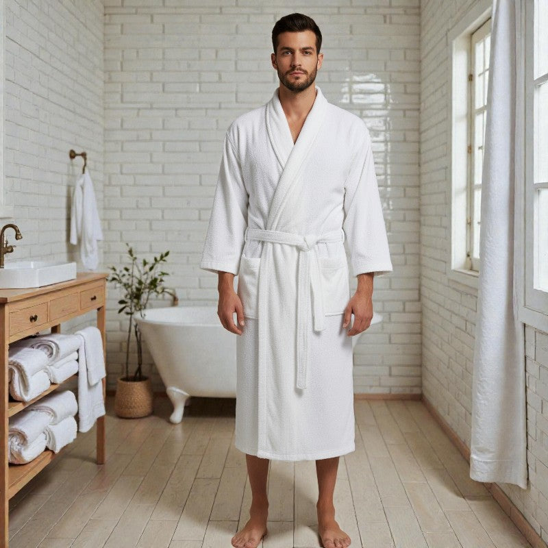 Peignoir homme éponge blanc