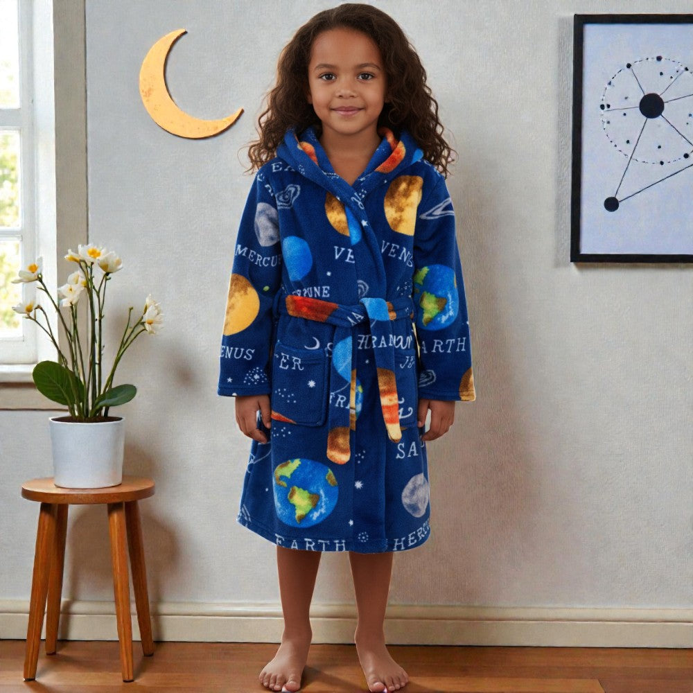 Peignoir enfant polaire à capuche espace