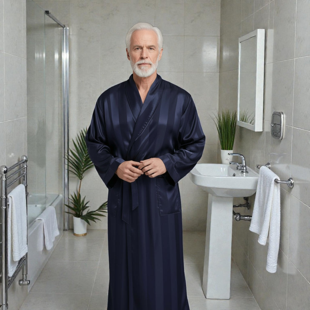 Peignoir Homme en Satin Bleu | Été