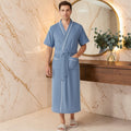 Peignoir Homme Éponge | Bleu en Manches Courtes
