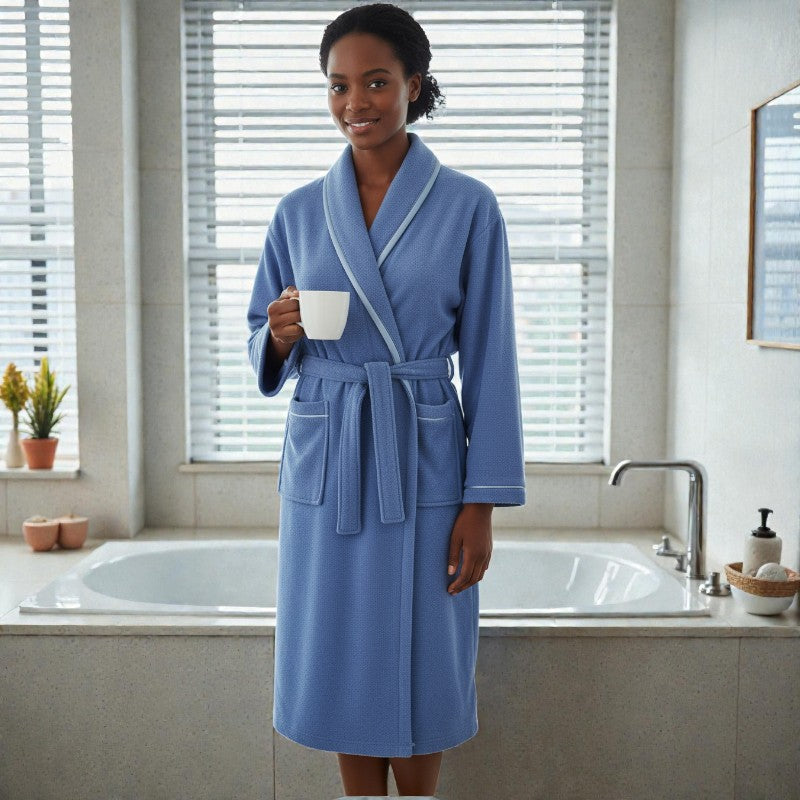 Peignoir femme et homme éponge bleu