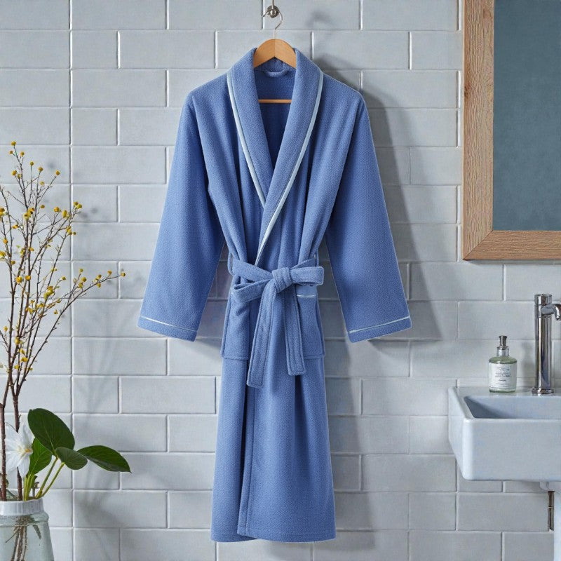 Peignoir femme et homme éponge bleu