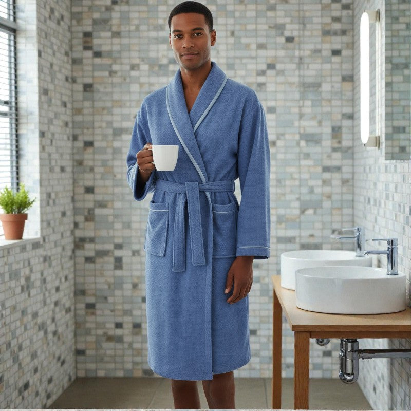 Peignoir femme et homme éponge bleu