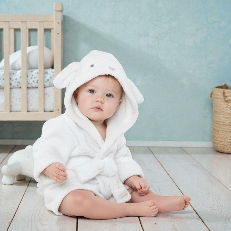 Cape de bain bébé lapin blanc