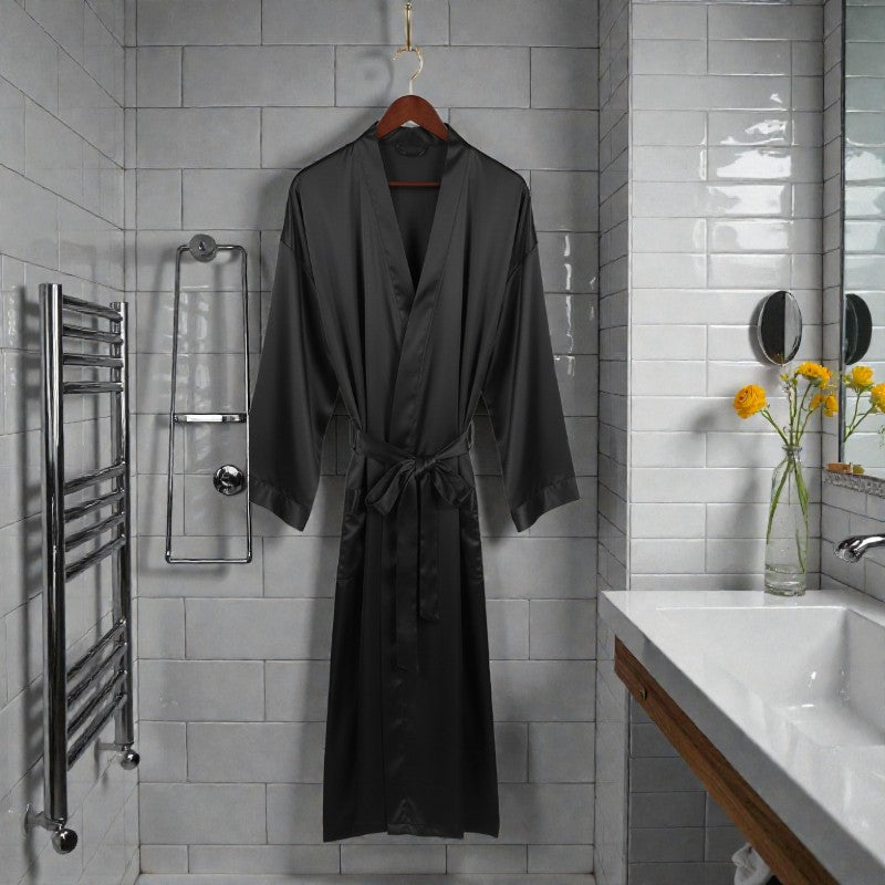 Robe de Chambre Satin Noire | Grande taille