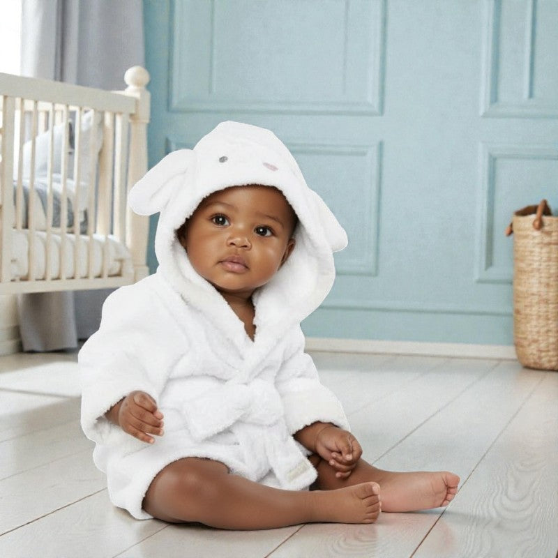 Cape de bain bébé lapin blanc
