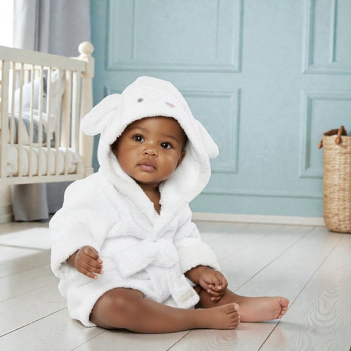 Cape de bain bébé lapin blanc