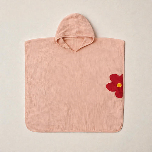 Cape de bain enfant en mousseline rose