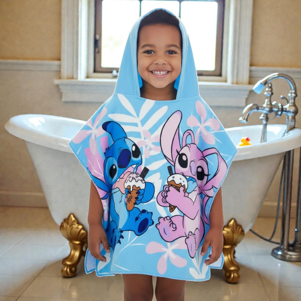 Cape de bain enfant Lilo et Angel bleu