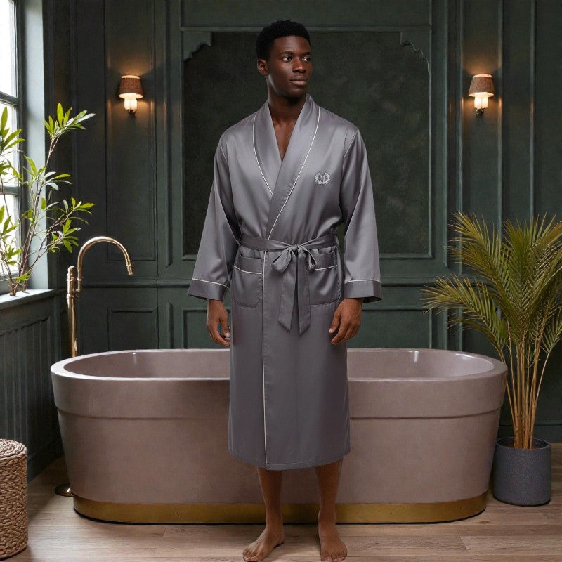 Robe de Chambre en Satin Homme | Gris