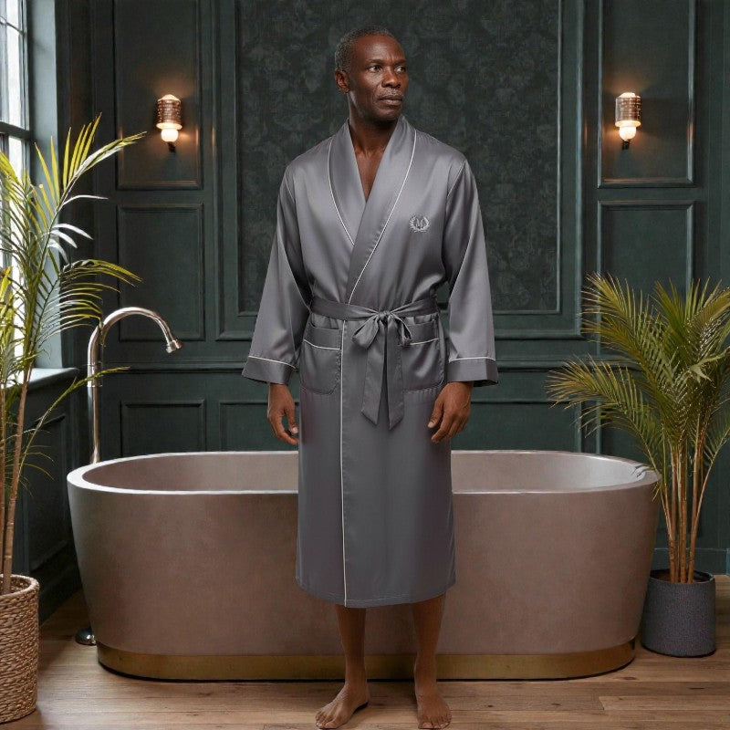Robe de Chambre en Satin Homme | Gris
