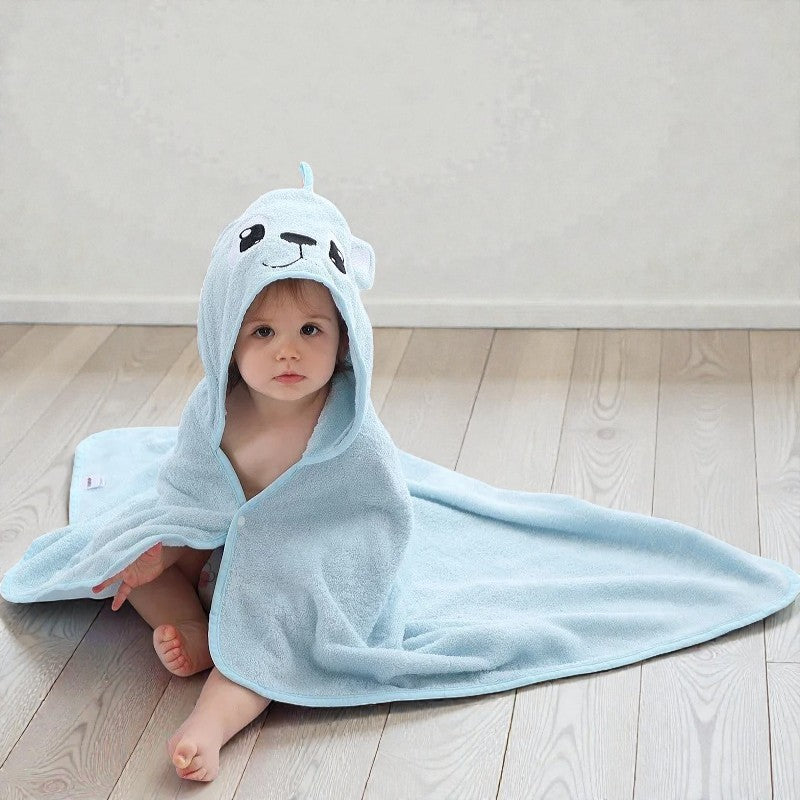 Cape de bain bébé ours bleu
