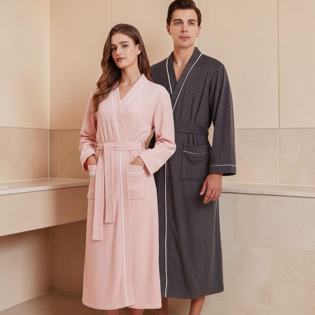 Peignoir de Bain Femme | Rose Poudré en Éponge