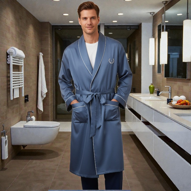 Peignoir en Satin pour Homme | Bleu