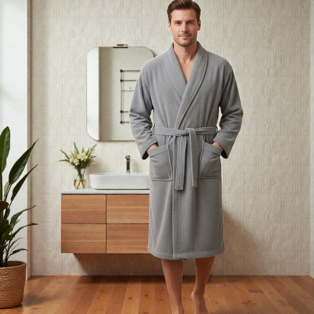 Peignoir de bain en éponge homme - Gris
