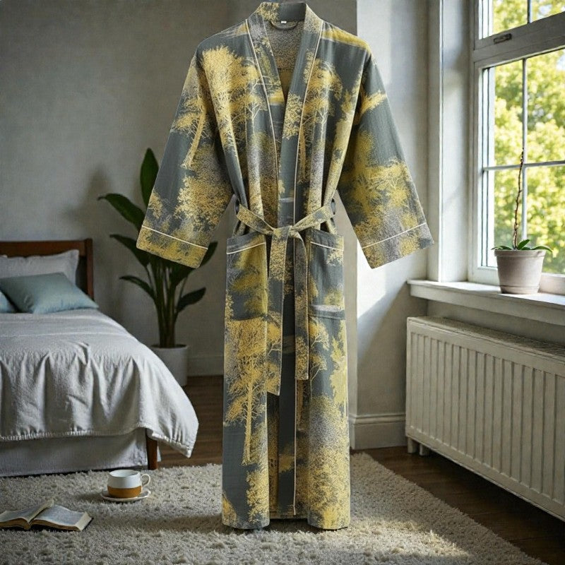 Peignoir femme coton imprimé forêt