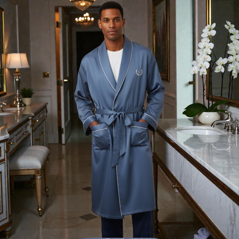Peignoir en Satin pour Homme | Bleu