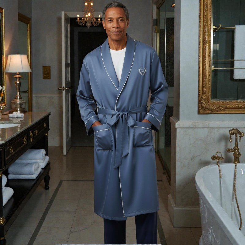 Peignoir en Satin pour Homme | Bleu