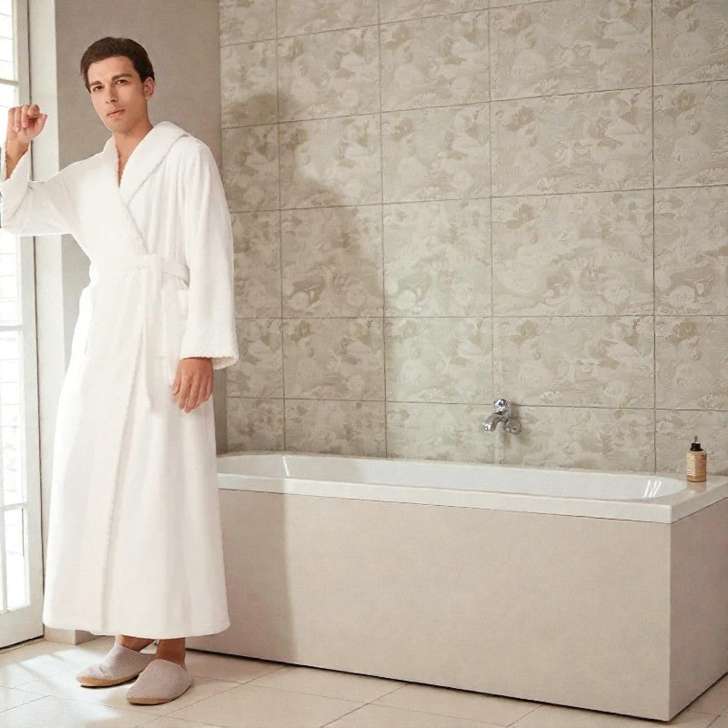 Peignoir homme polaire blanc