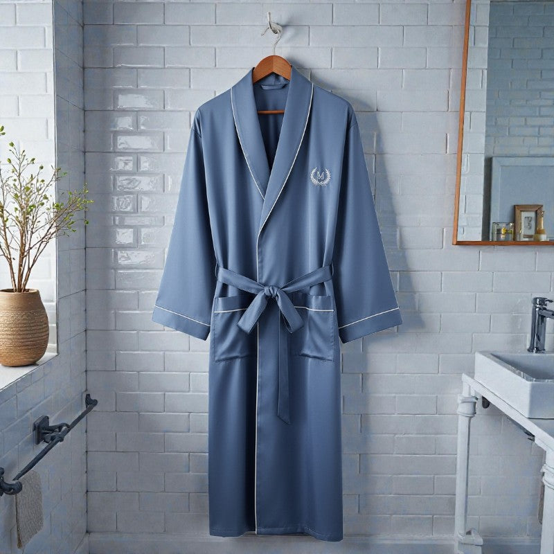 Peignoir en Satin pour Homme | Bleu