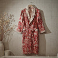 Peignoir homme coton imprimé rouge terracotta