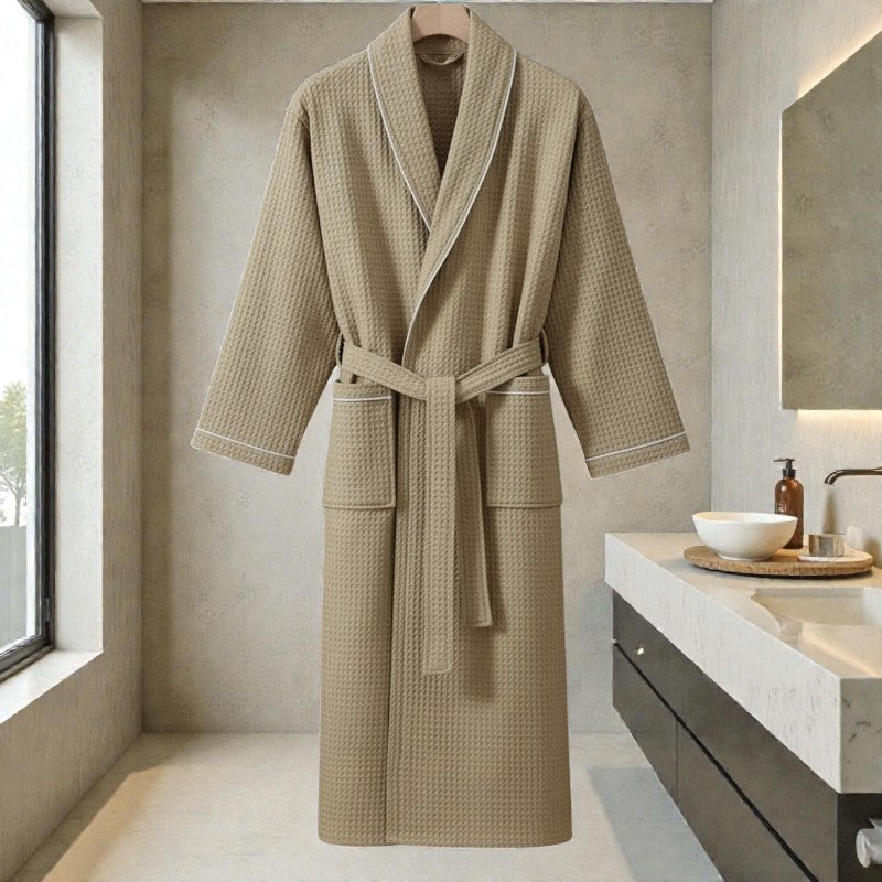 Peignoir femme nid d'abeille beige
