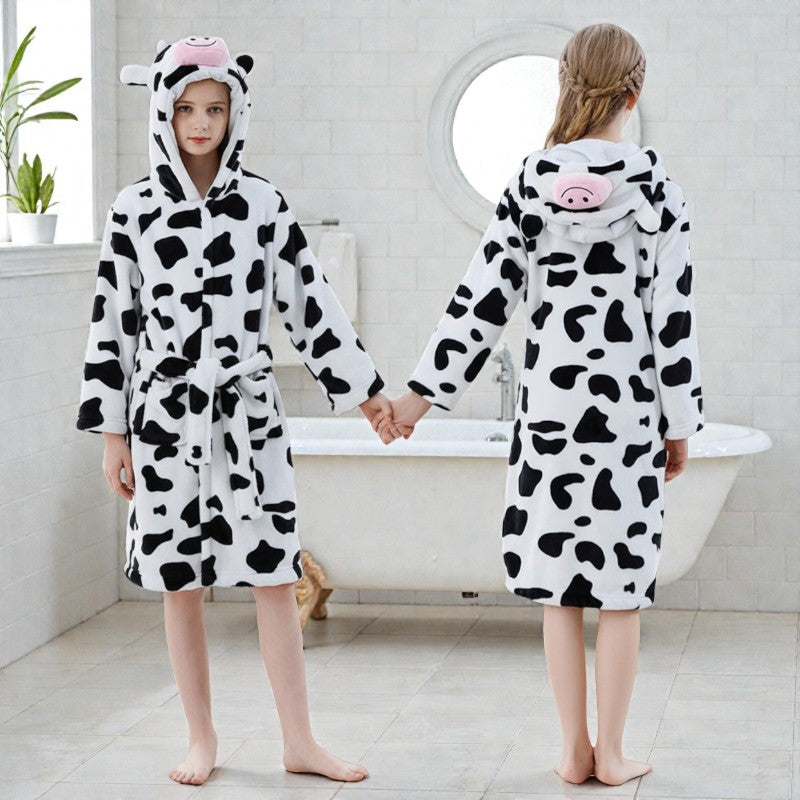 Peignoir enfant polaire à capuche vache