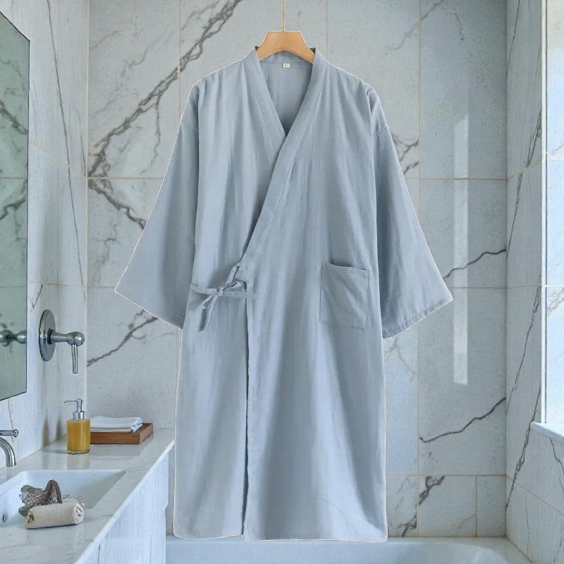 Peignoir homme coton bleu clair