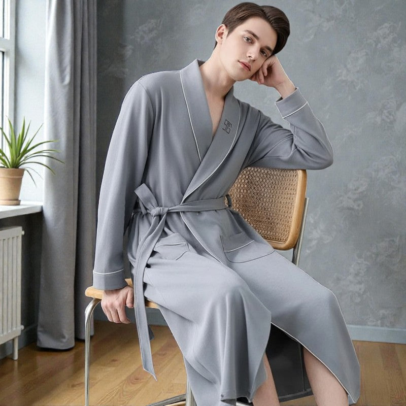 Peignoir homme coton gris
