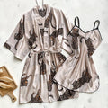 Peignoir Satin Léopard | Nuisette Femme Ensemble