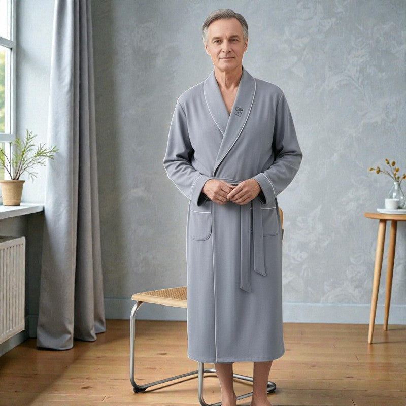 Peignoir homme coton gris