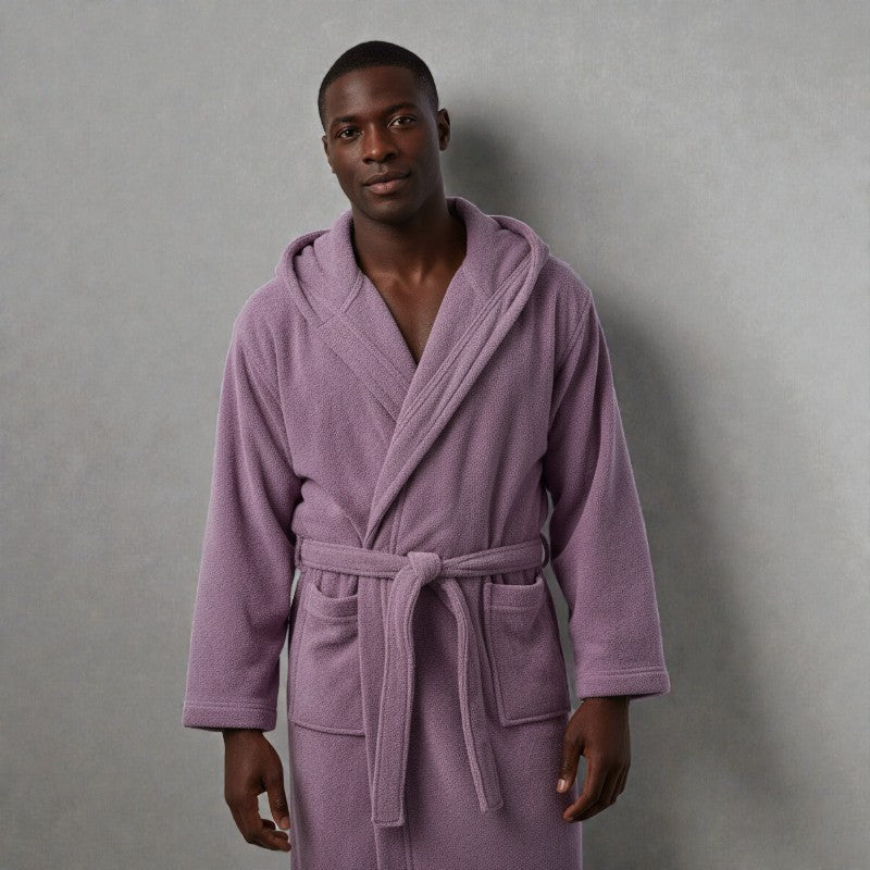 Peignoir homme éponge violet à capuche
