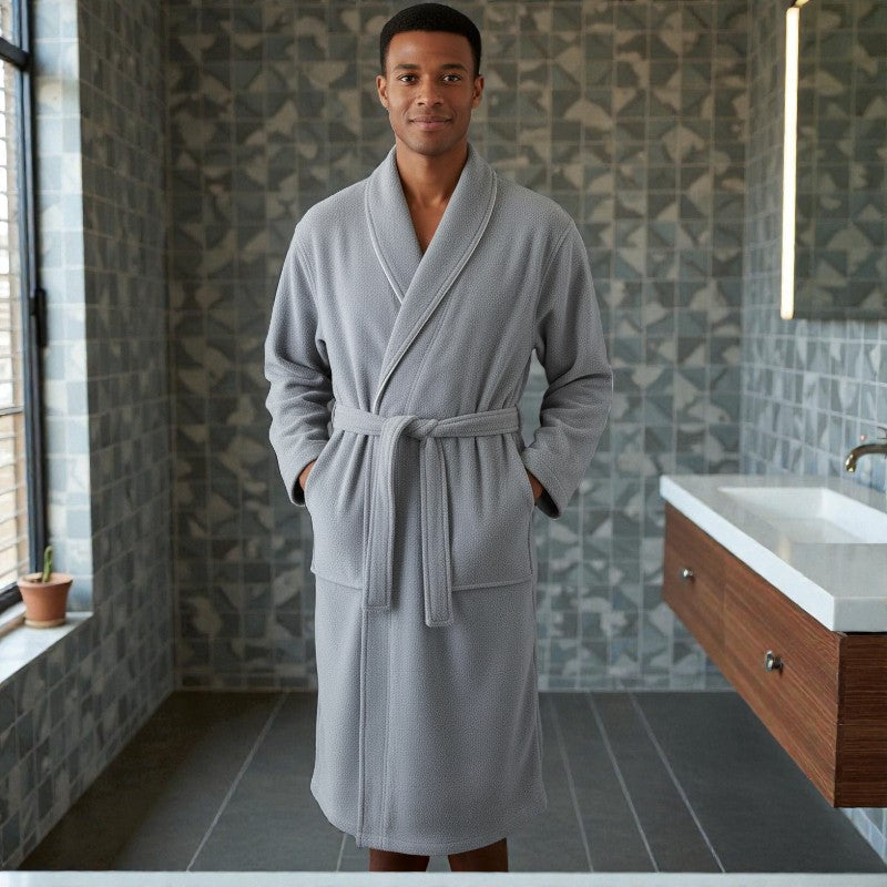 Peignoir femme et homme éponge gris