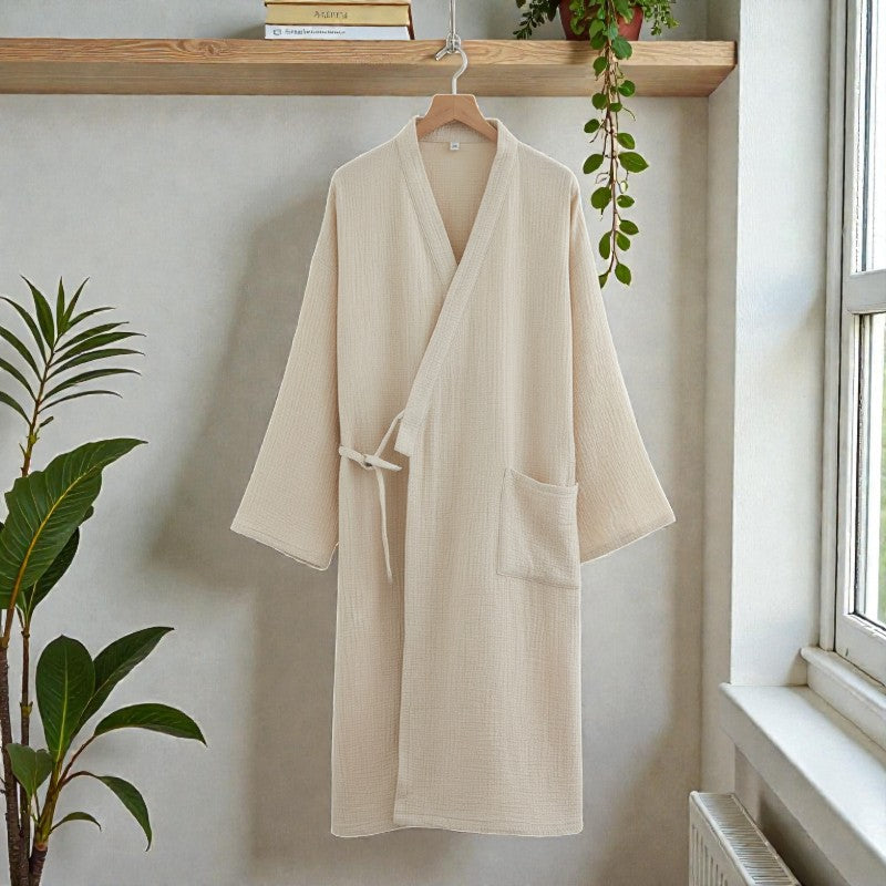 Peignoir homme coton beige